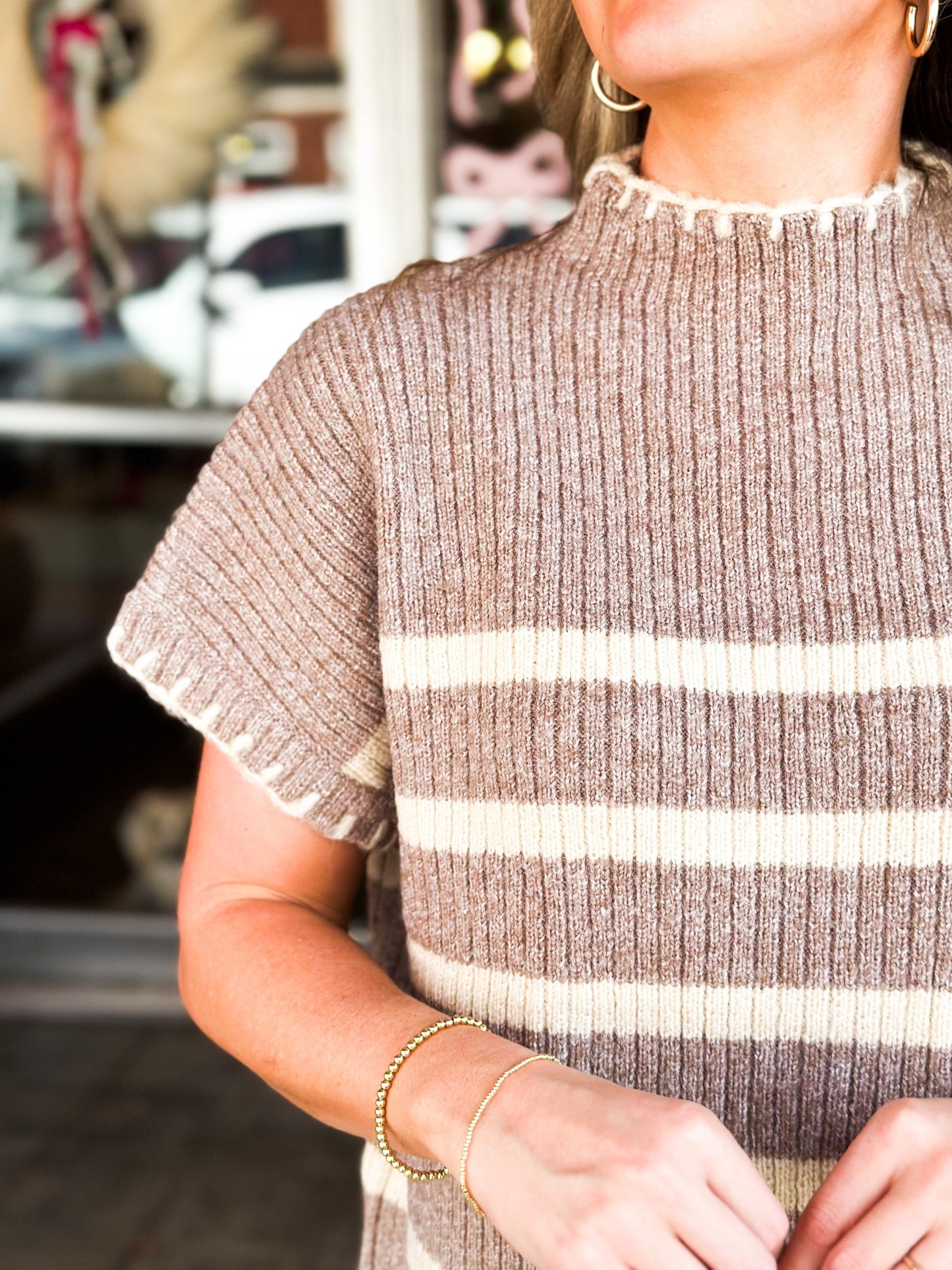 Mocha Stripe Sweater Dress