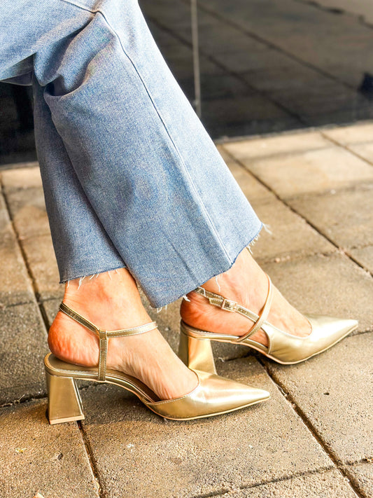 Gold Chunky Pointed Heel