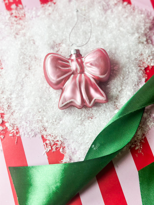 Pink Bow Christmas Ornament