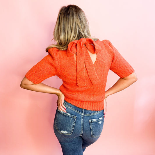 Red Orange Tie Back Sweater
