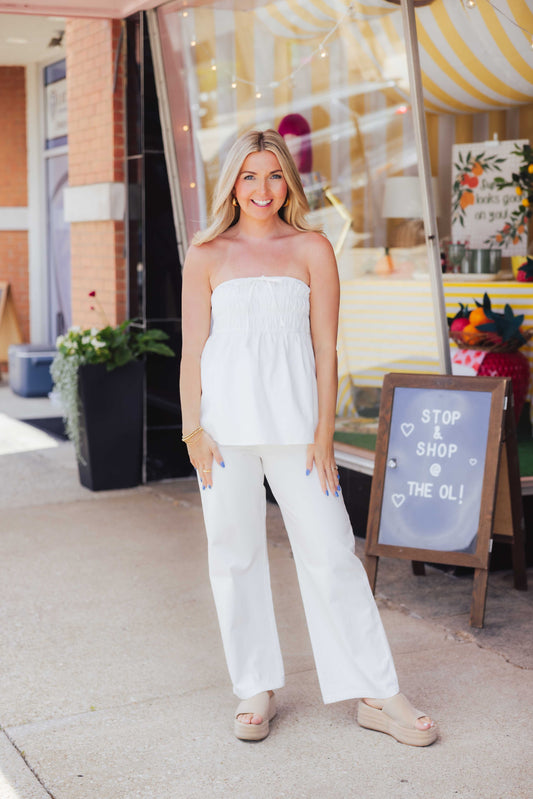 White Tube Top Pant Set