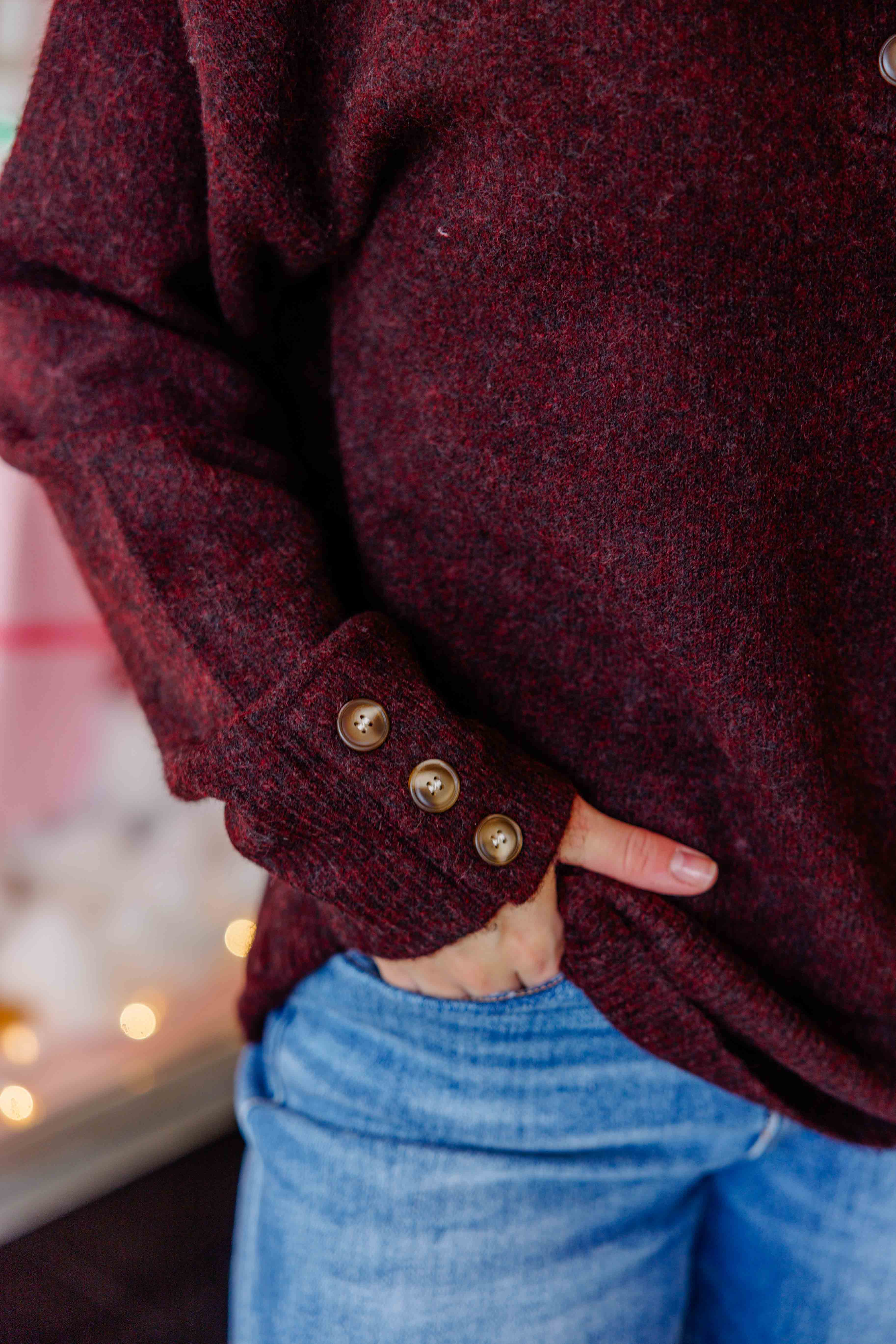 Chocolate Henley Sweater Top