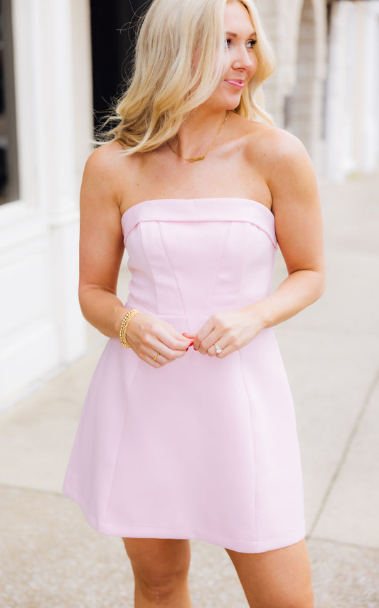 Pink Strapless Mini Dress