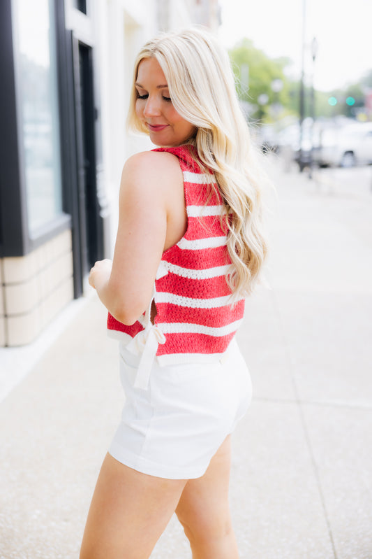 Red Striped Tie Top