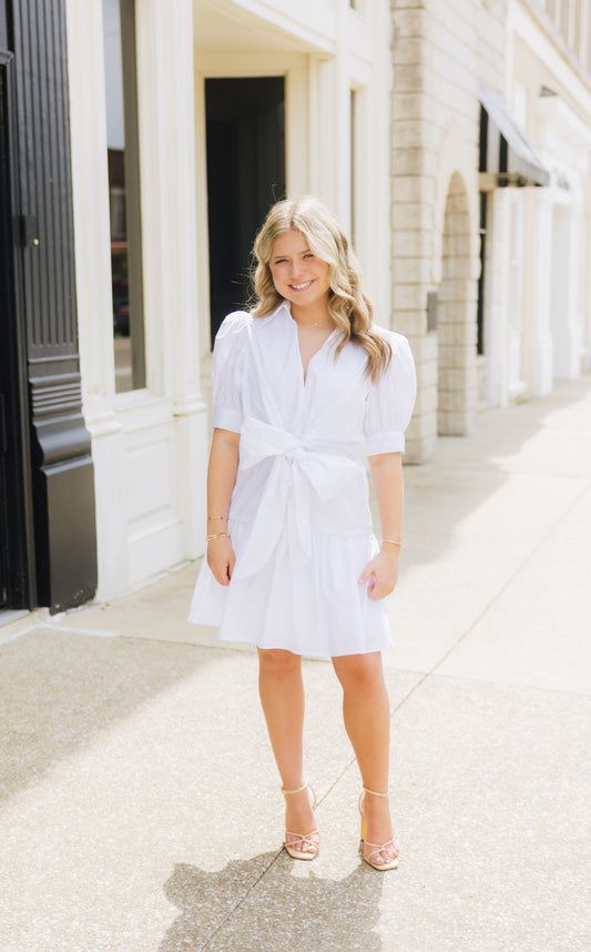 White Poplin Bow Dress