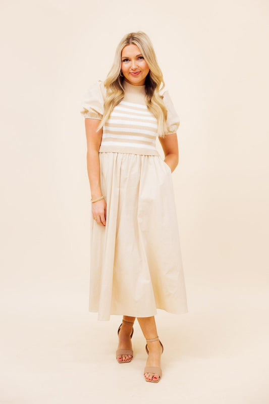 Sand Stripe Knit Maxi Dress