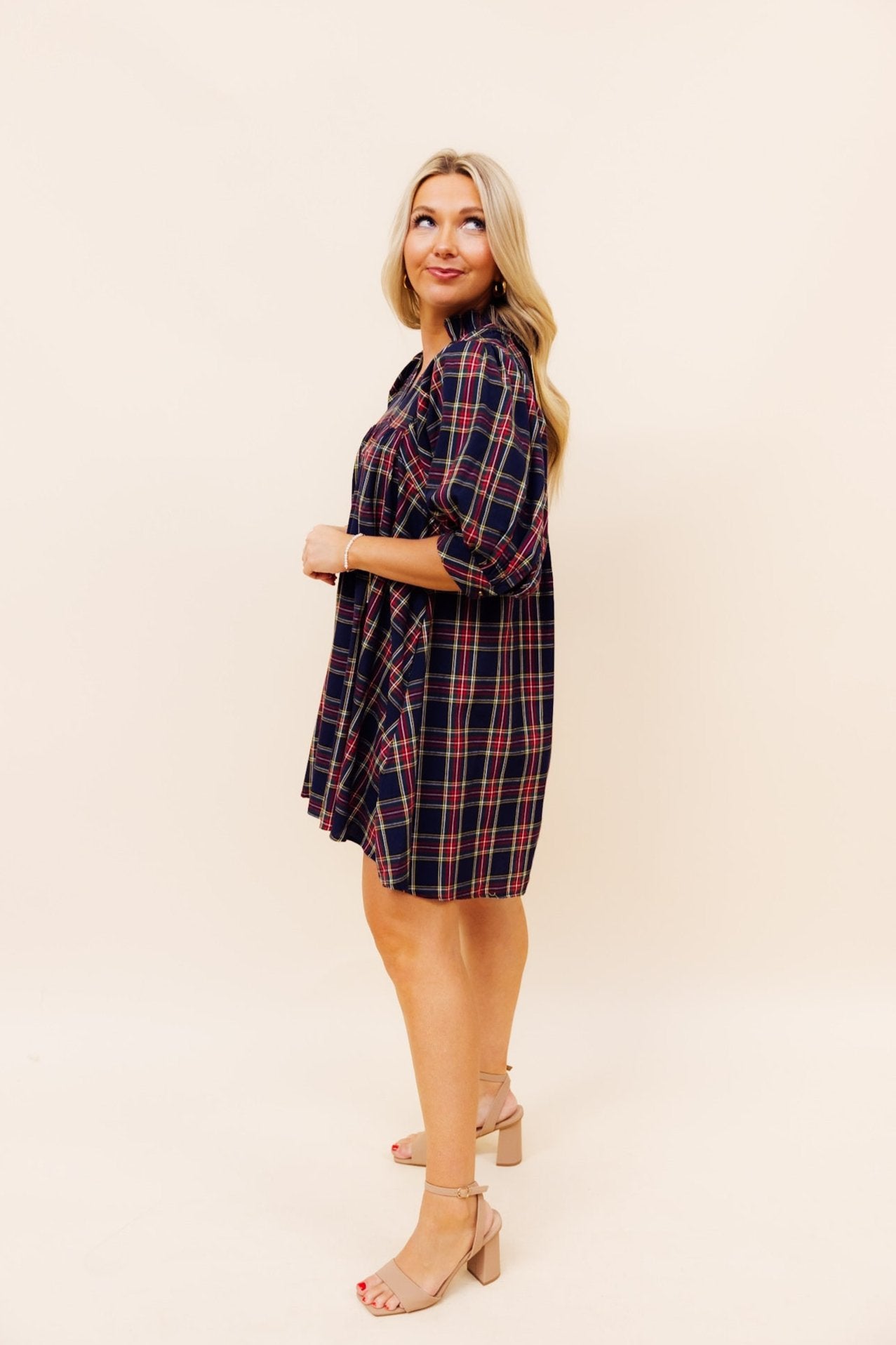 Tartan Puff Sleeve Dress