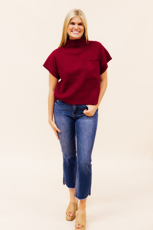 Maroon Short Sleeve Sweater