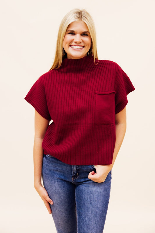 Maroon Short Sleeve Sweater