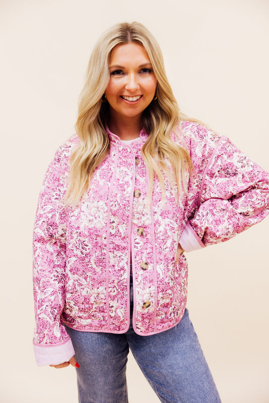 Pink Floral Quilted Jacket