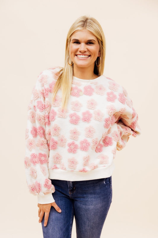 Blush Floral Sherpa Pullover