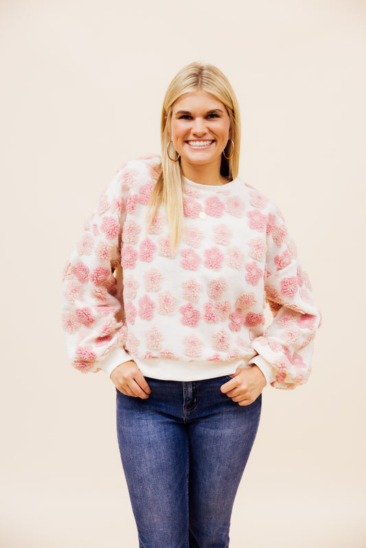 Blush Floral Sherpa Pullover