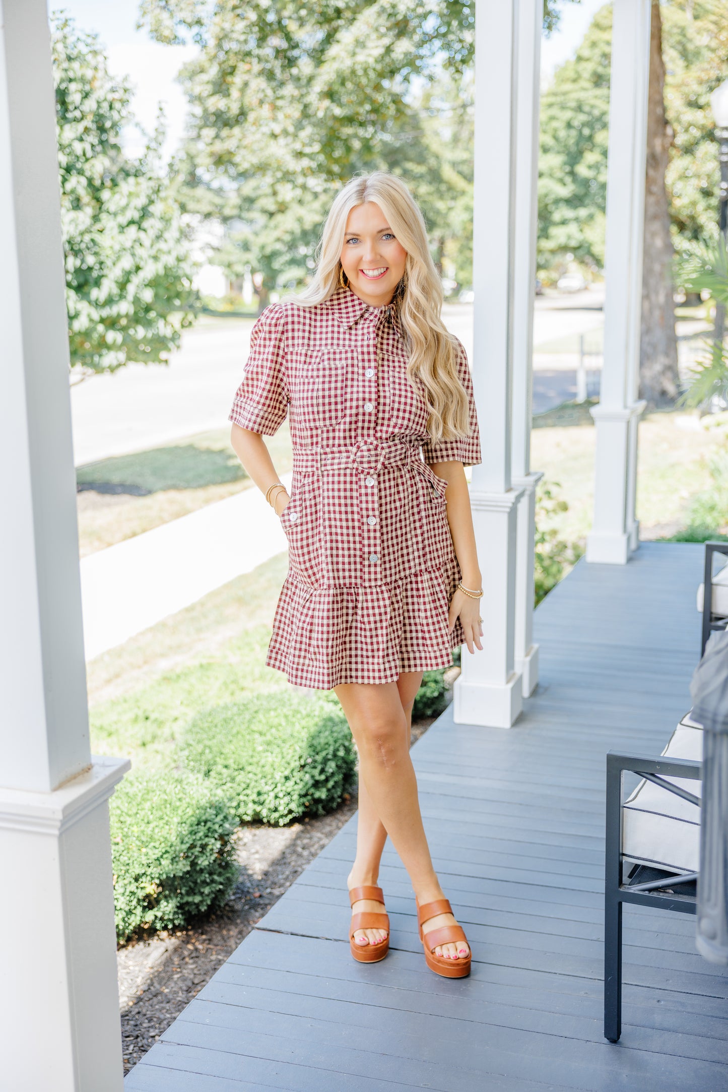 Erika Checkered Belted Dress