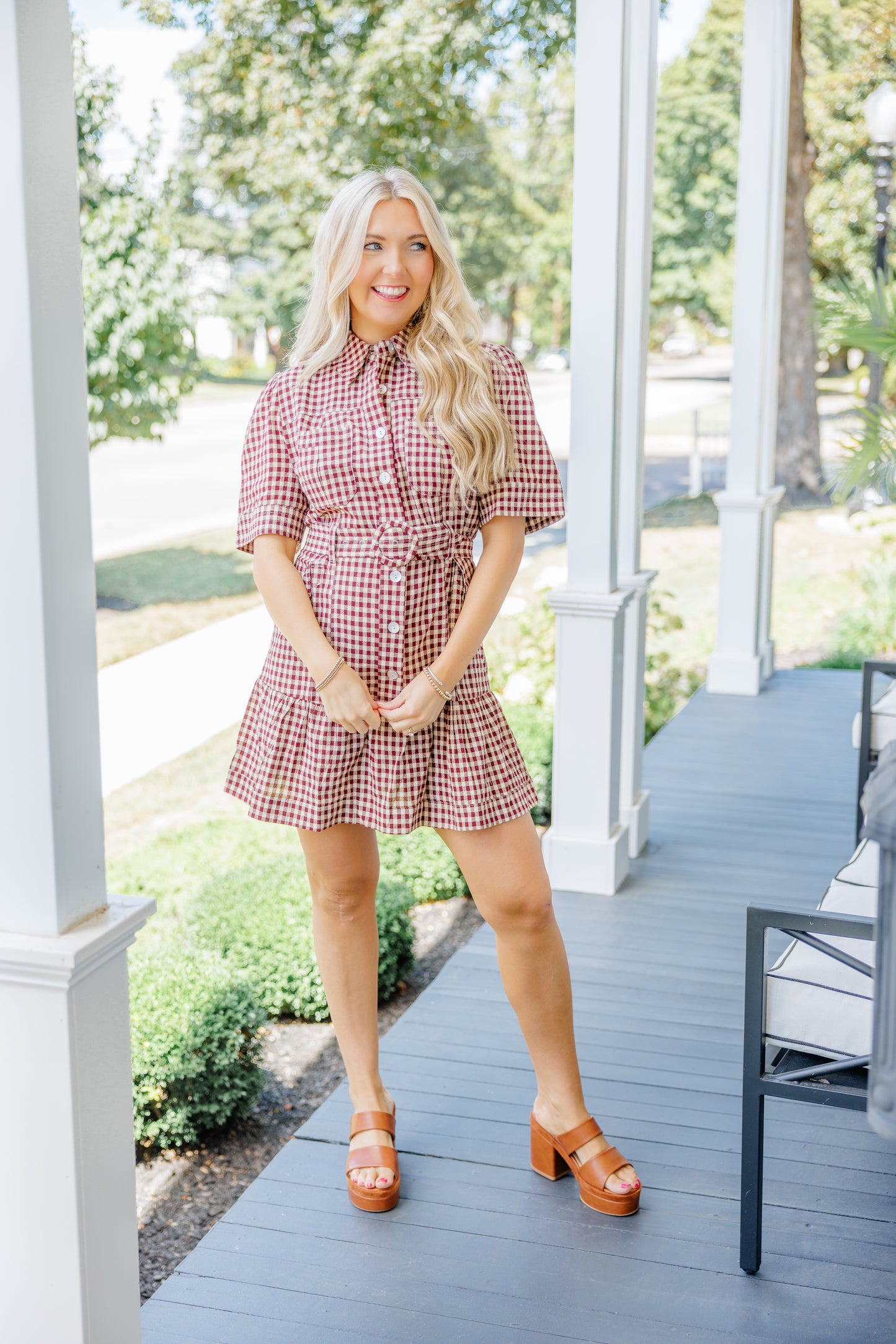 Erika Checkered Belted Dress