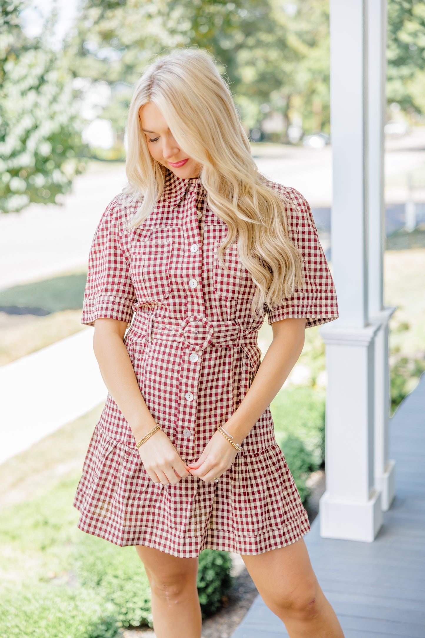 Erika Checkered Belted Dress