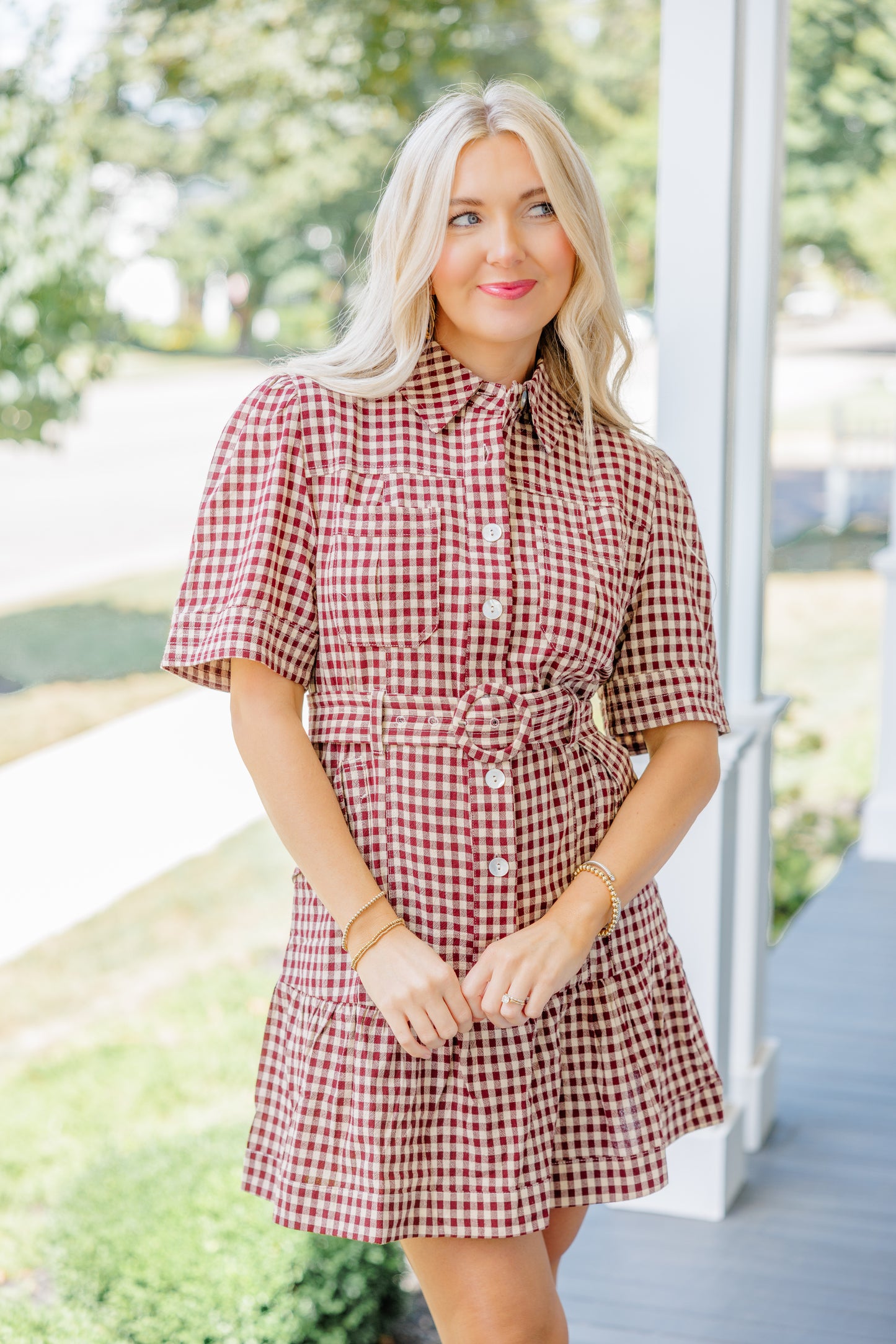 Erika Checkered Belted Dress