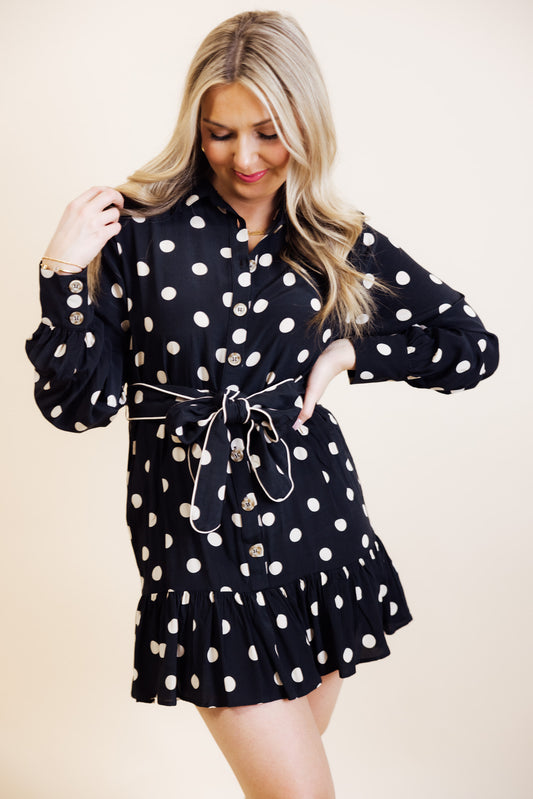 Black Polka Dot Mini Dress