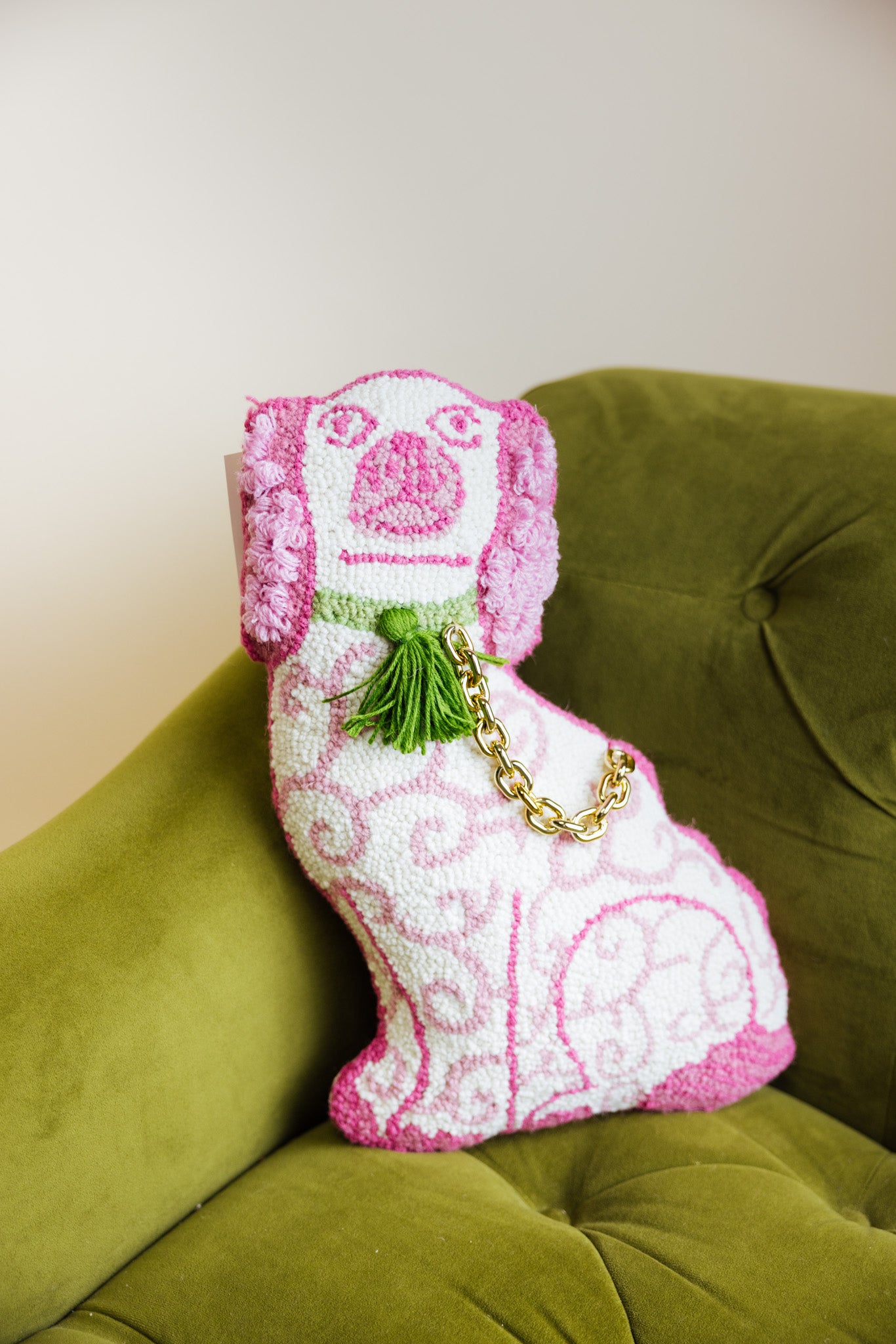 Shaped Chinoiserie Dog Hook Pillow