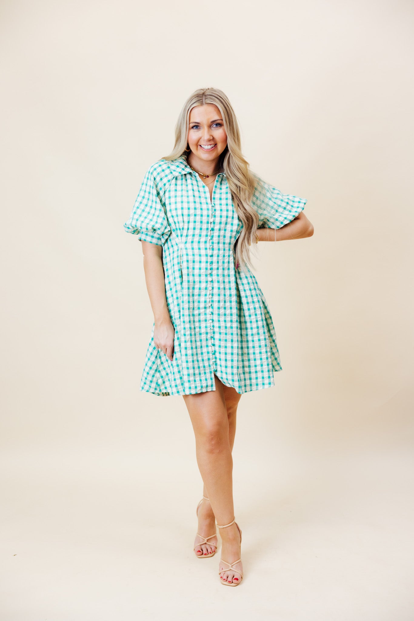 Mint Gingham Dress