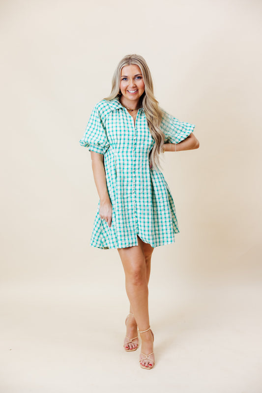 Mint Gingham Dress