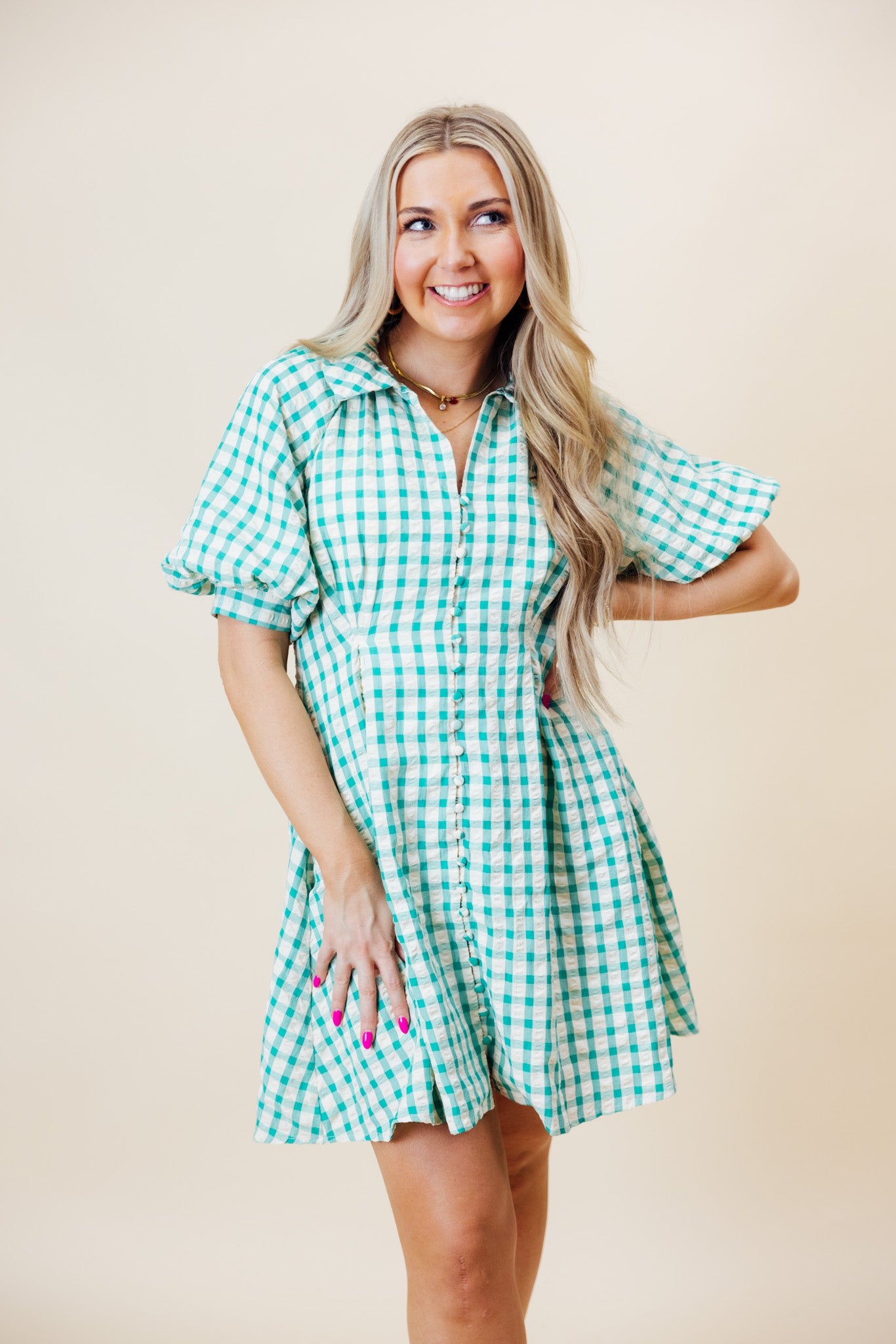 Mint Gingham Dress