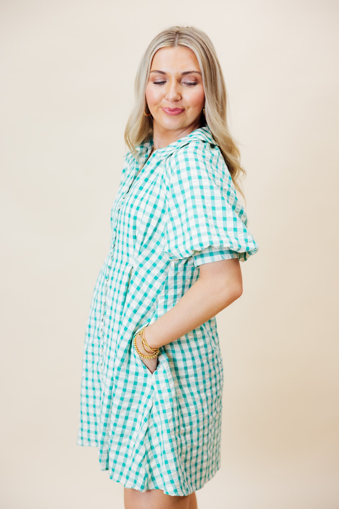 Mint Gingham Dress