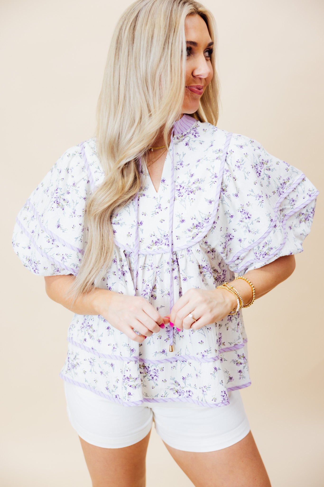 Lavender Ditsy Floral Top