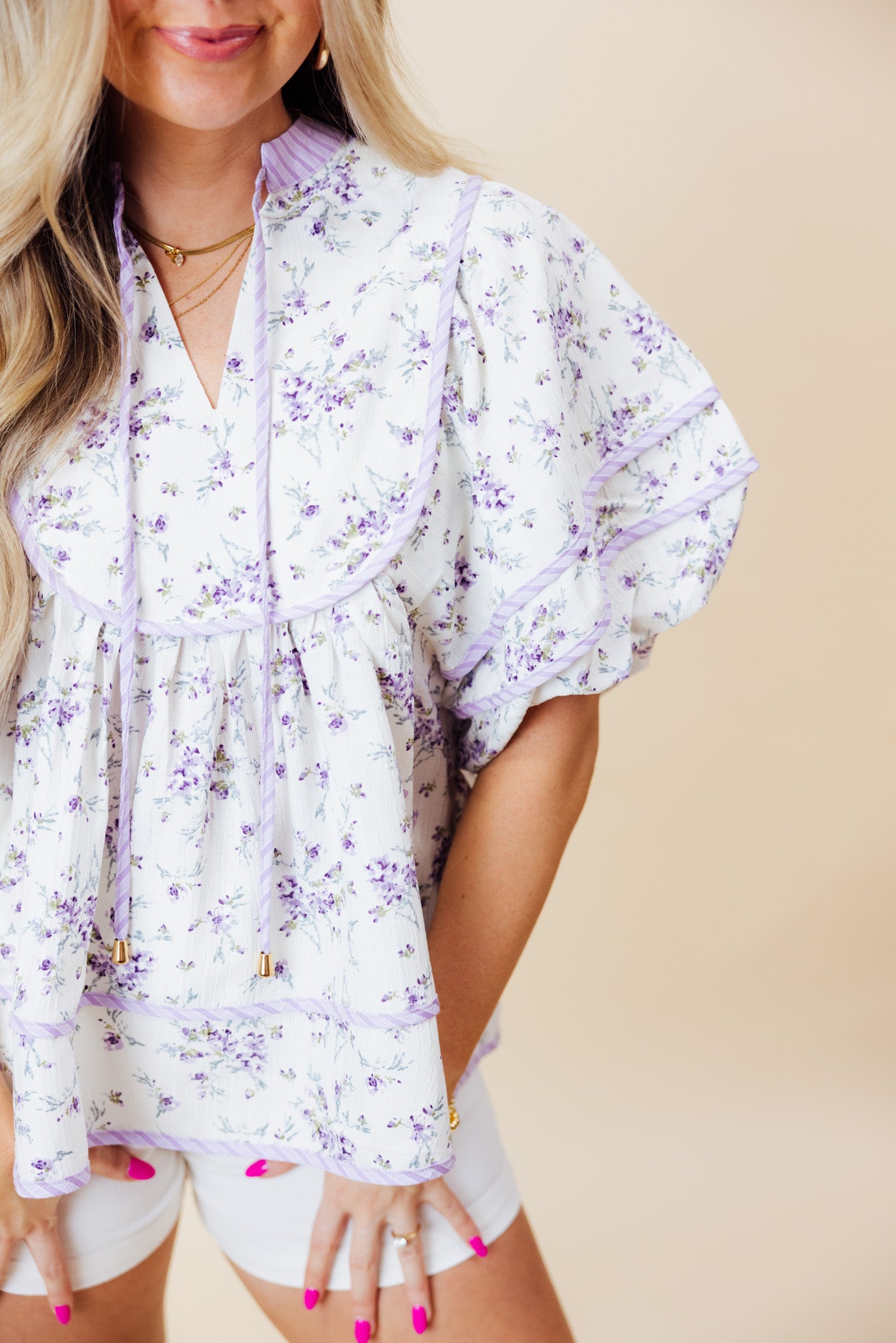 Lavender Ditsy Floral Top