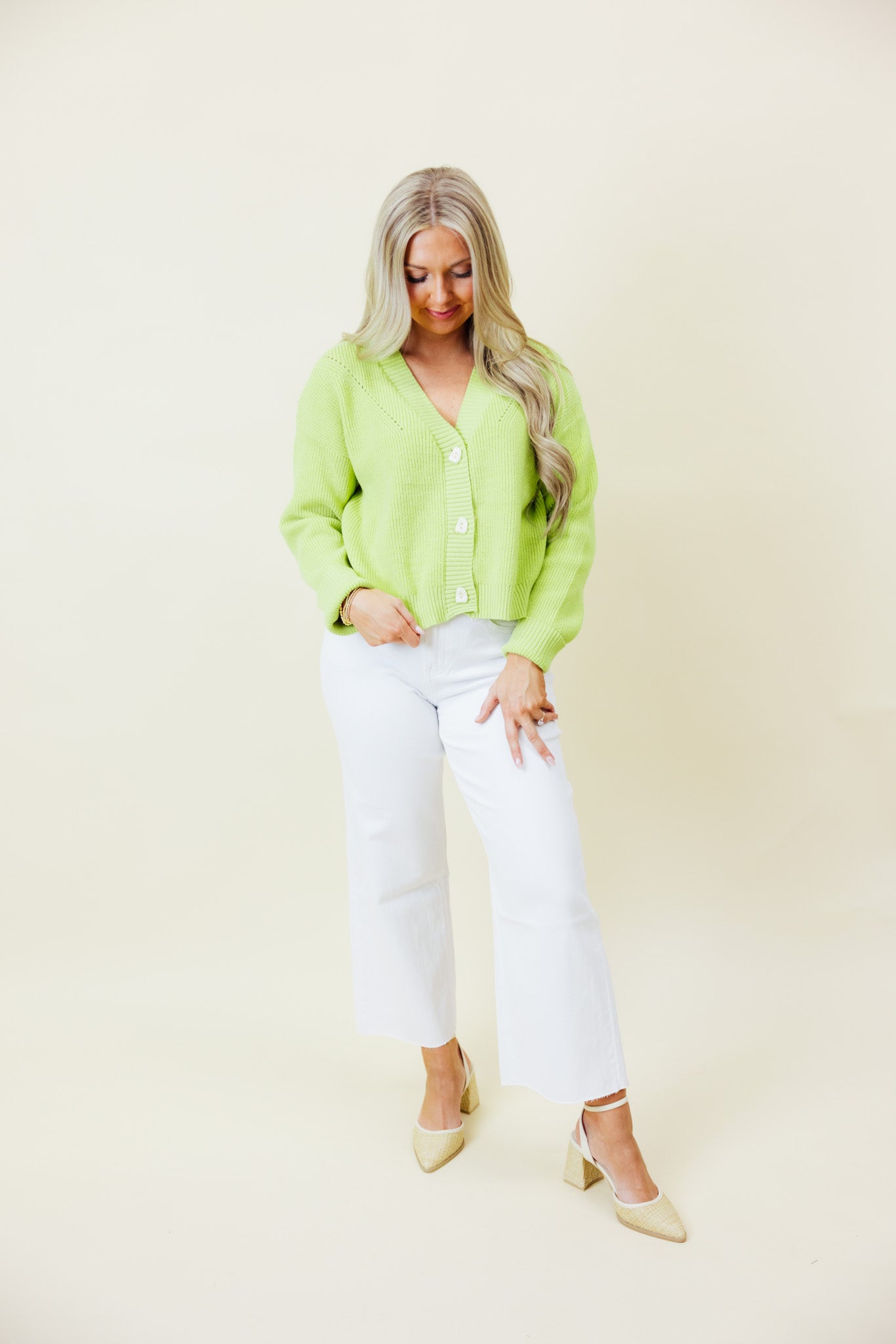 Lime Cropped Cardigan