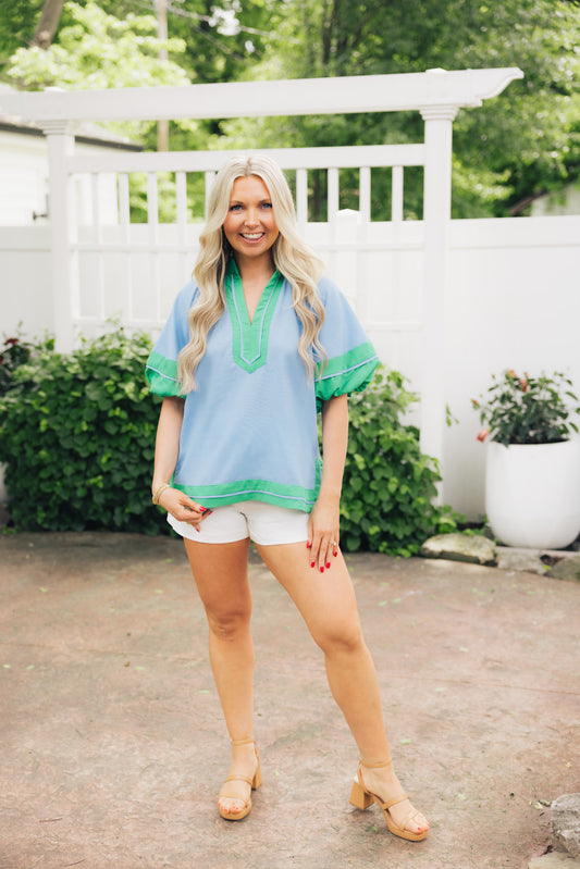 Blue Green Bubble Top