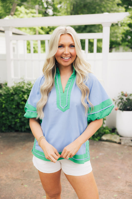 Blue Green Bubble Top