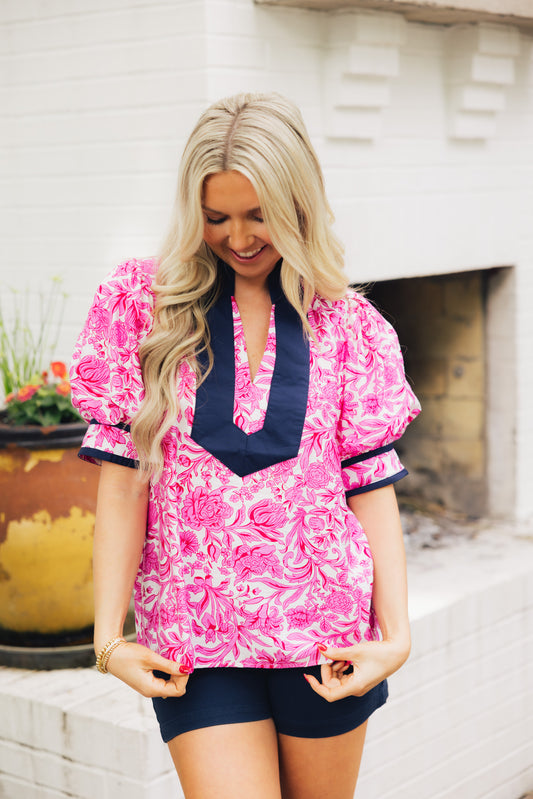 Contrast Floral Top