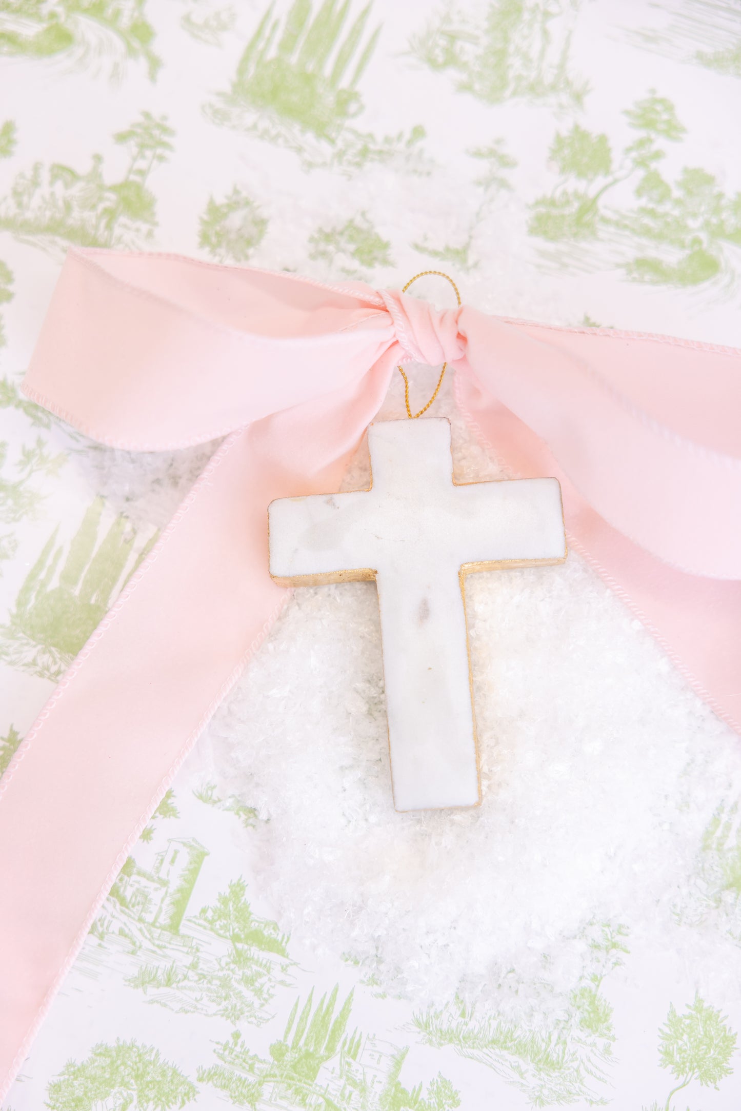 Cross Marble Ornament
