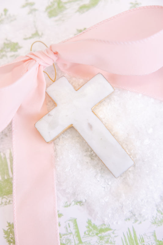 Cross Marble Ornament
