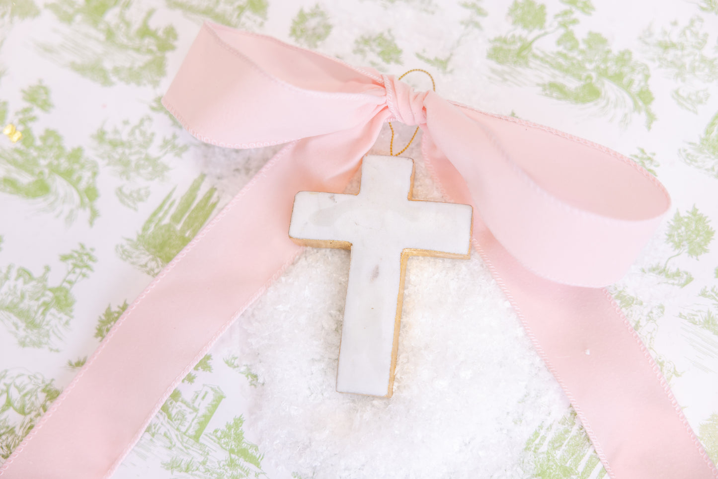 Cross Marble Ornament