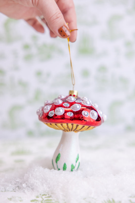 Red Pearl Mushroom Ornament