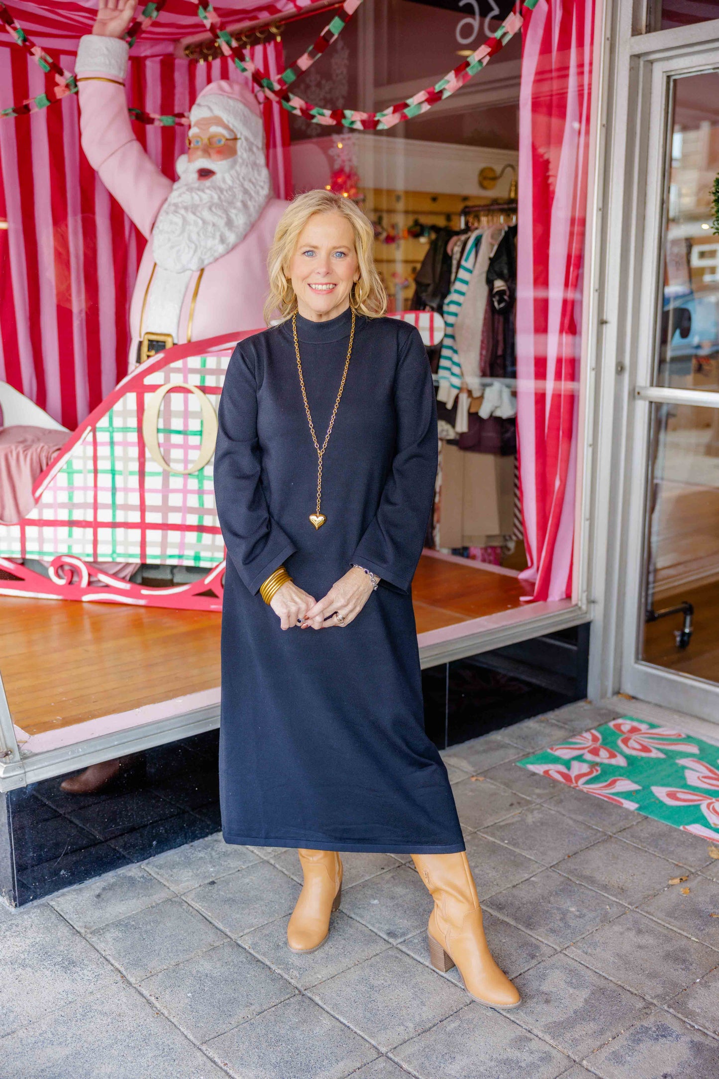 Solid Mock Neck Sweater Dress