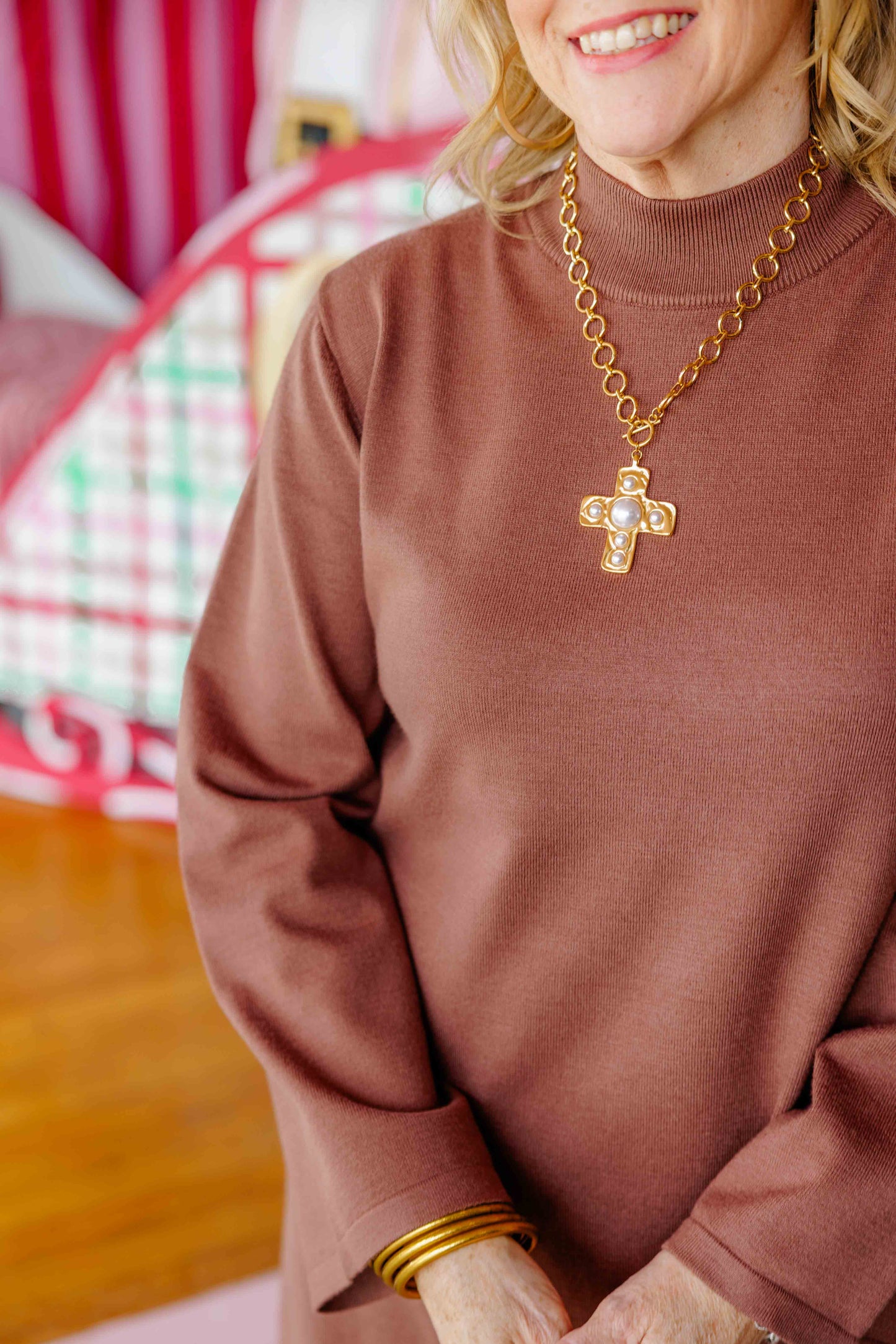 Solid Mock Neck Sweater Dress