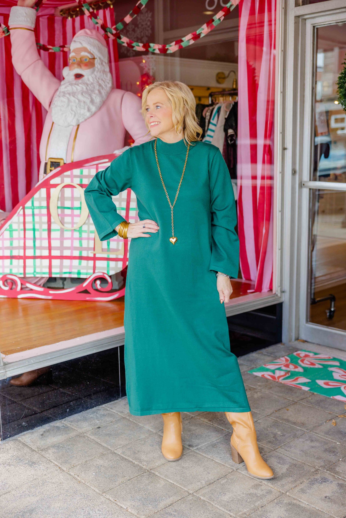 Solid Mock Neck Sweater Dress