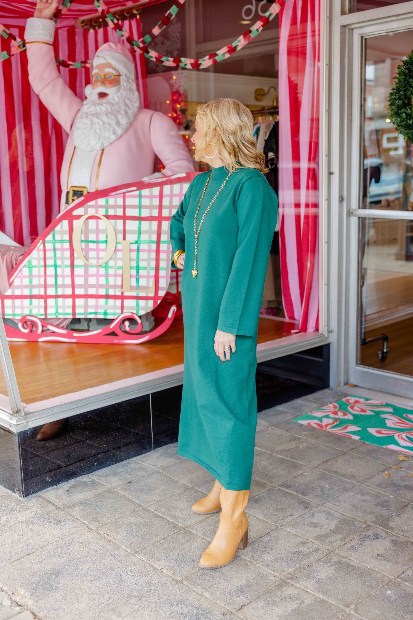 Solid Mock Neck Sweater Dress