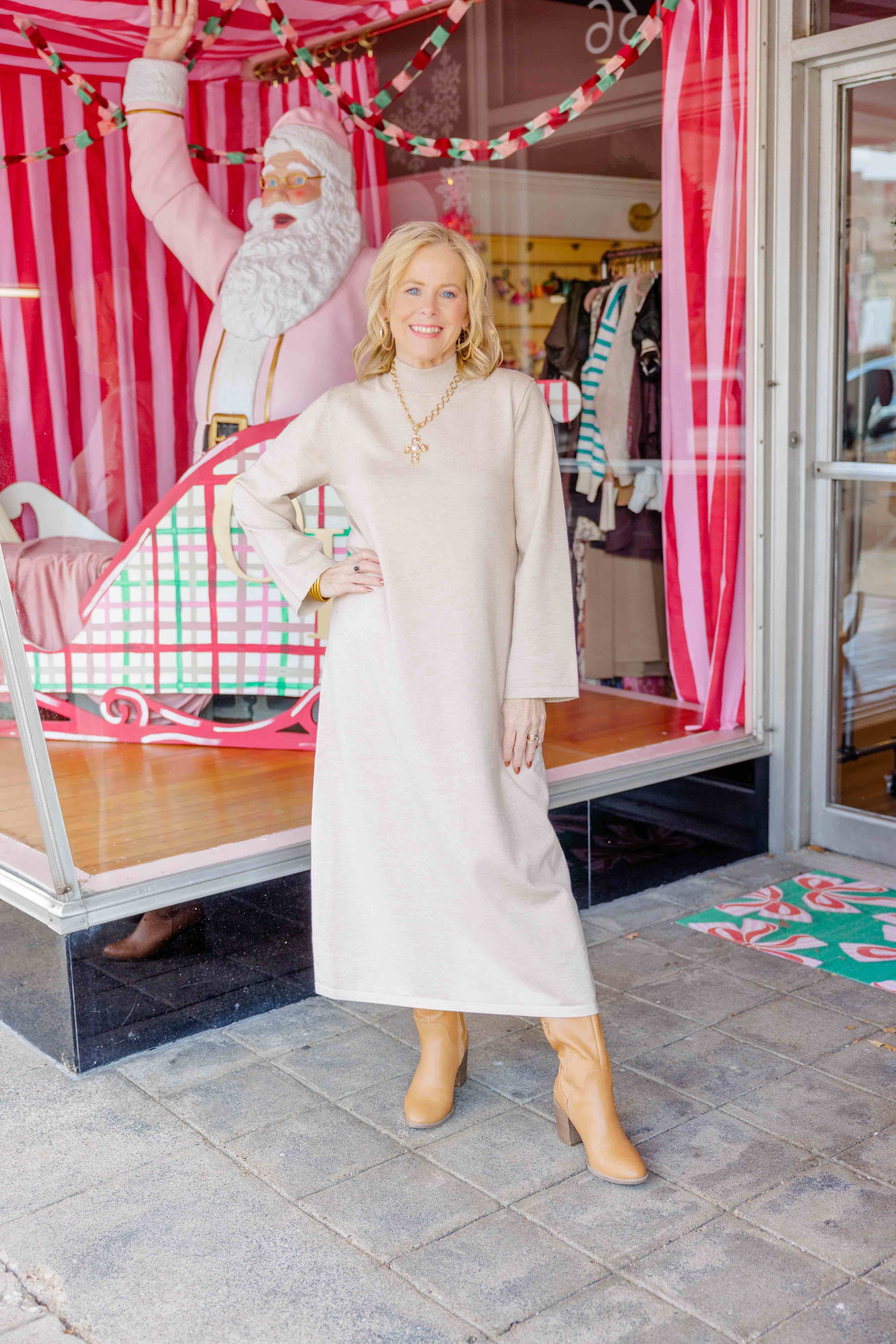 Solid Mock Neck Sweater Dress