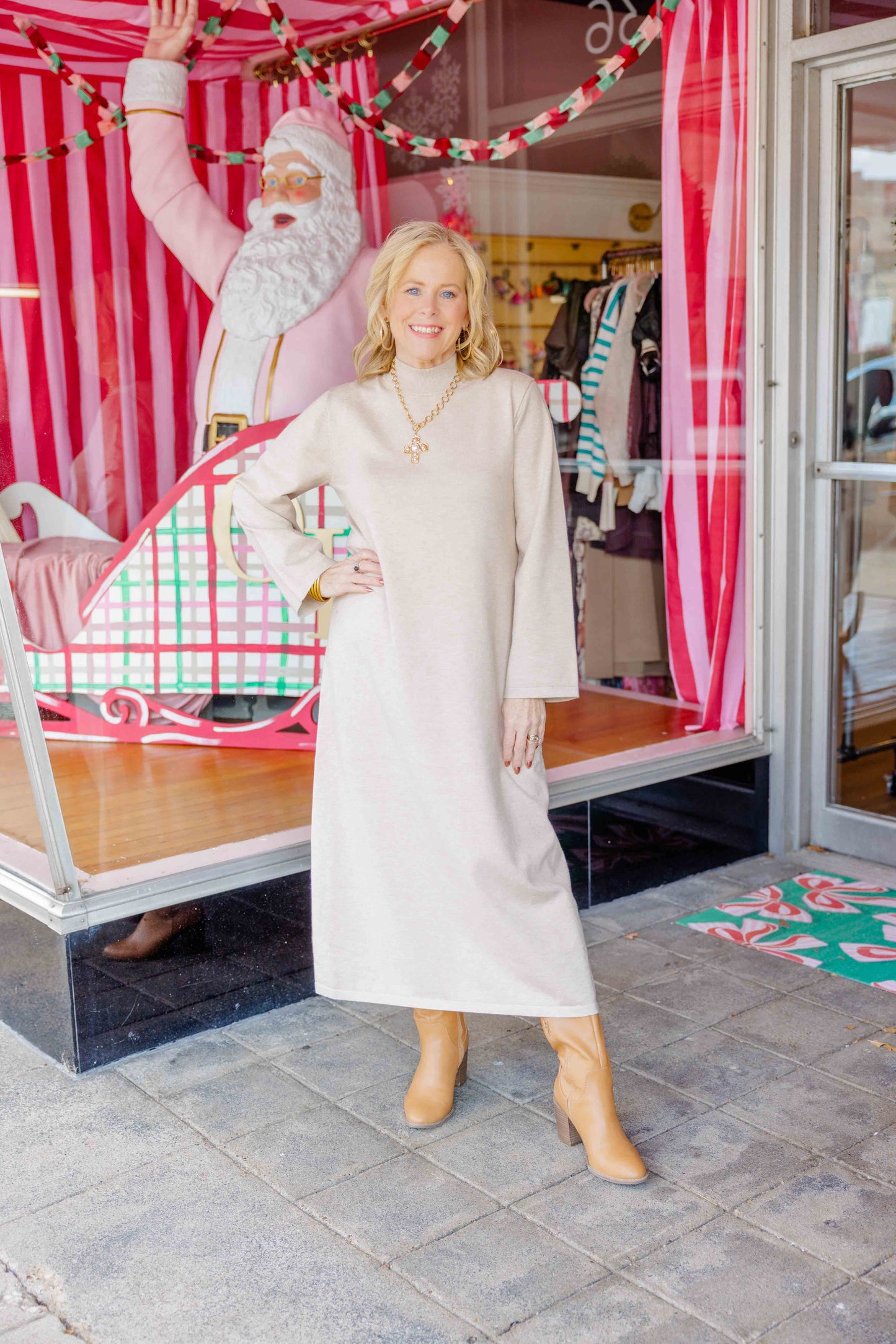 Solid Mock Neck Sweater Dress