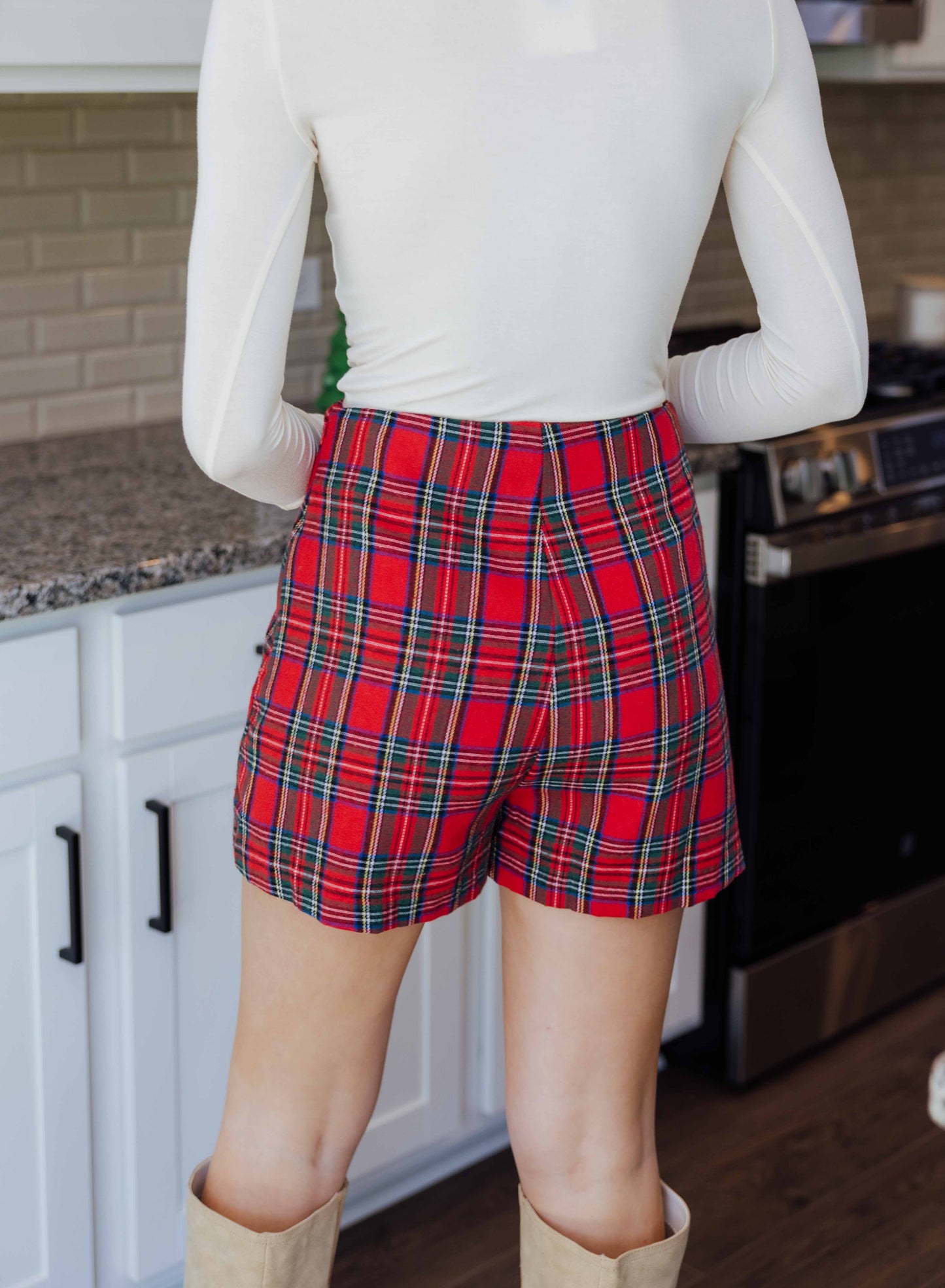 Red Plaid Wrap Skort