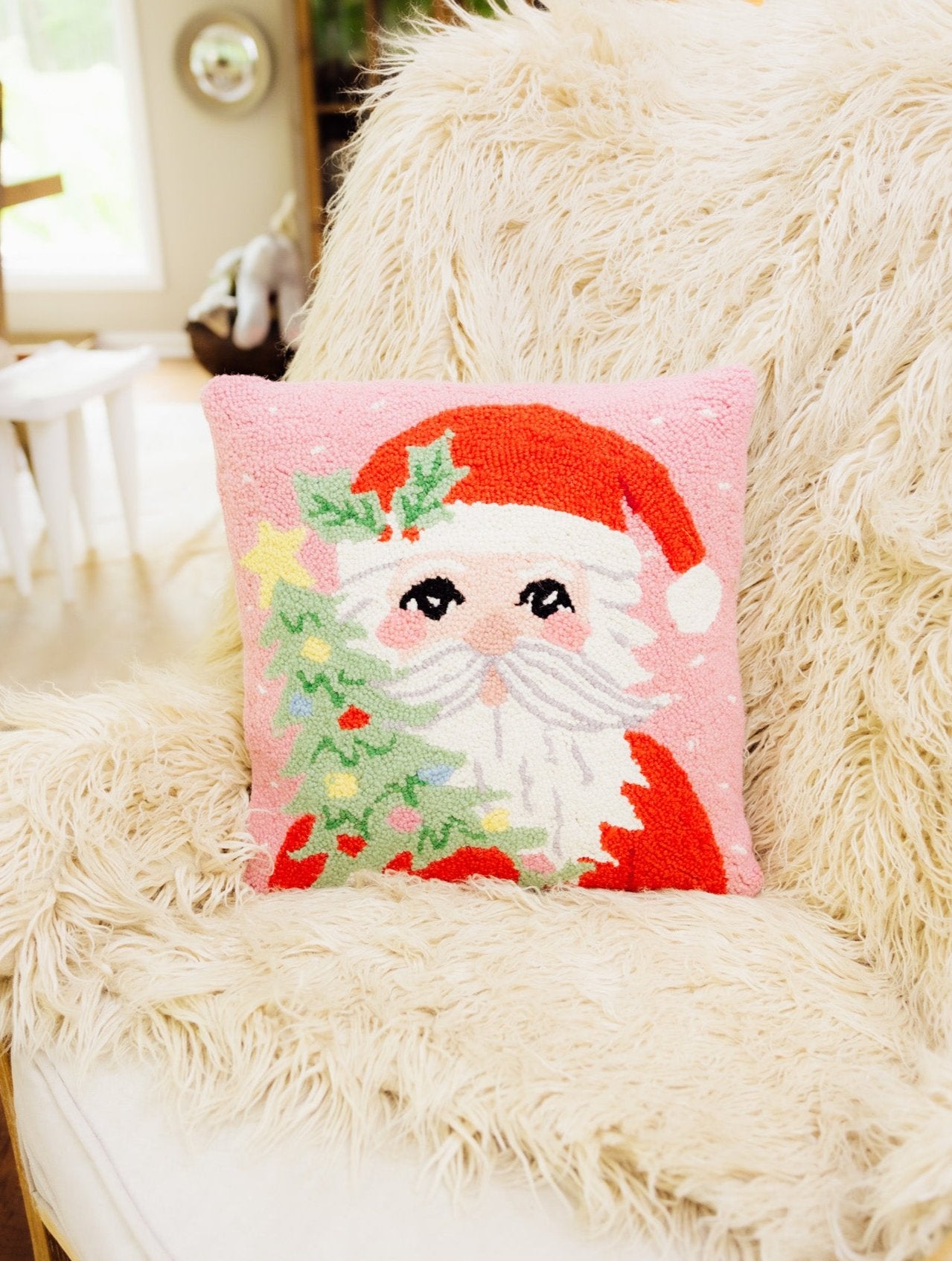 Santa Holding Tree Hook Pillow