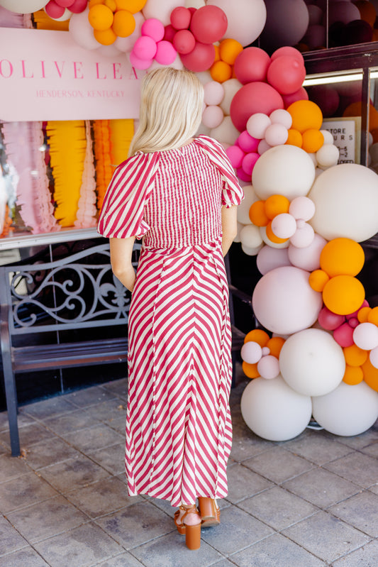 Autumn Stripe Midi Dress