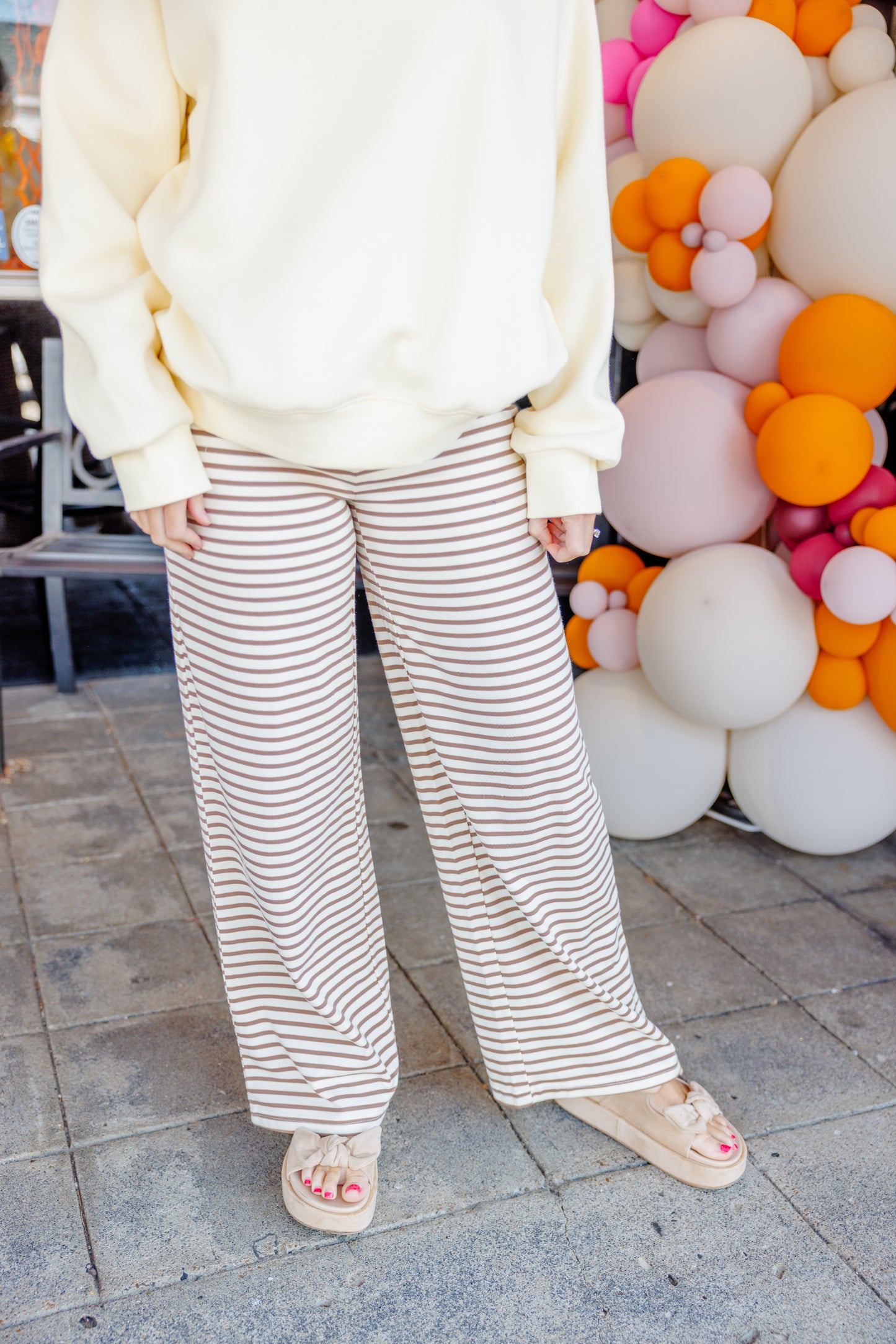 Ivory Striped Pants