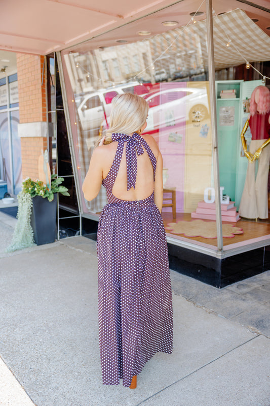 Chocolate Polka Dot Maxi Dress