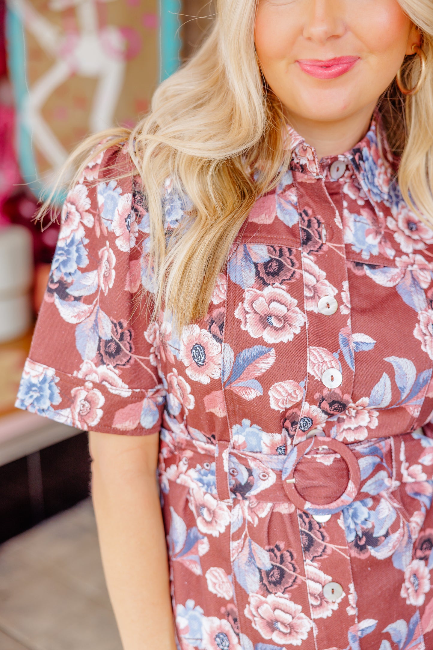 Alma Floral Belt Dress