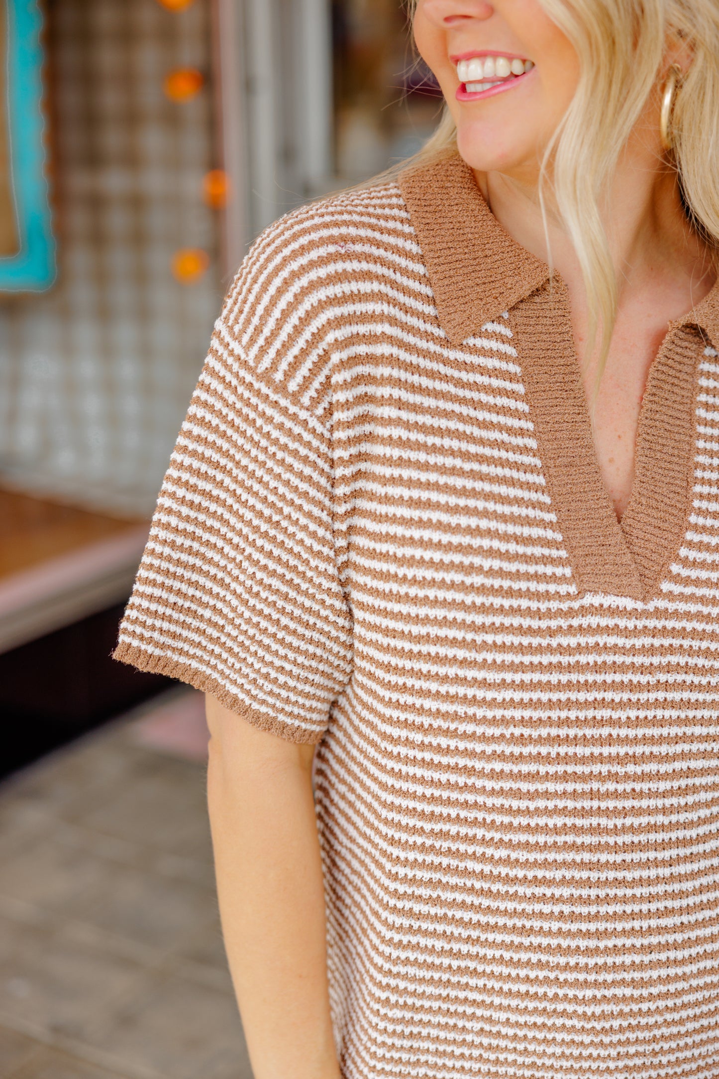 Mocha Striped Sweater Pant Set