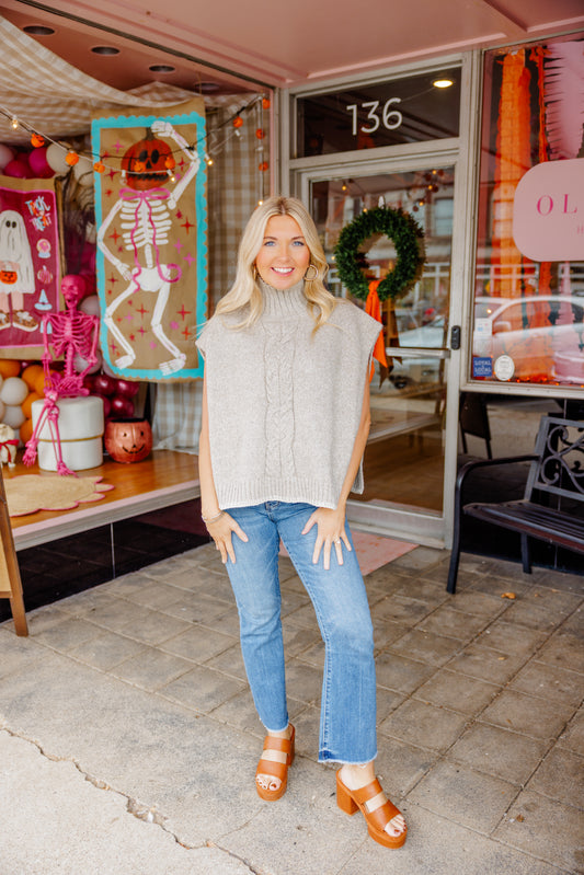 Taupe Chunky Sweater Vest